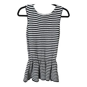 Tart Women’s Sleeveless Navy & White Stripe Peplum Sweater Tank Size Small